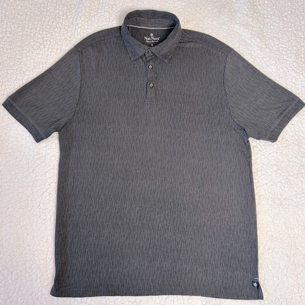Nat Nast Luxury Originals Polo Shirt Men’s Size M Gray Textured Short Sleeve